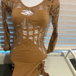 House of CB Tan Long Sleeve Dress